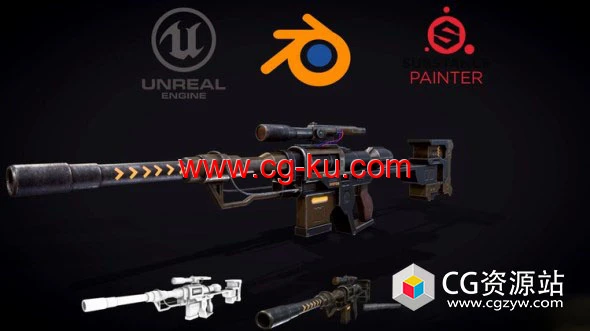 Substance Painter+Blender游戏武器枪支建模贴图渲染教程的图片1