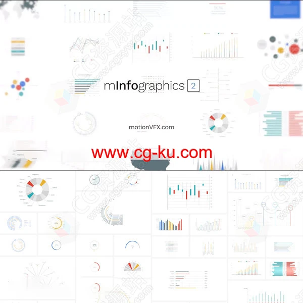 FCPX插件-110组环形饼状图柱状图圆形趋势图信息数据动画预设 mInfographics 2的图片1