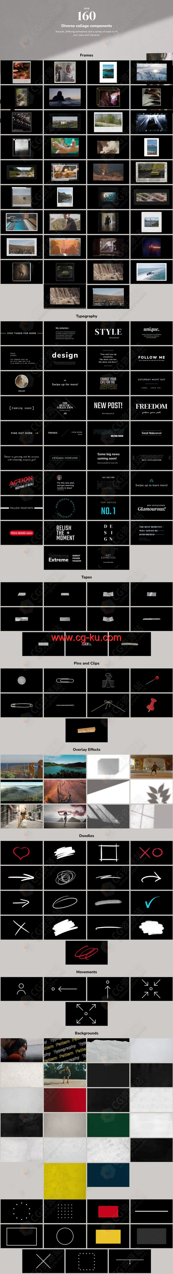 FCPX插件-160组定格贴纸文字标题涂鸦照片相框视频边框动画预设的图片2