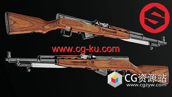 SKS步枪游戏武器道具3D模型与纹理贴图 SKS – Substance Painter的图片1