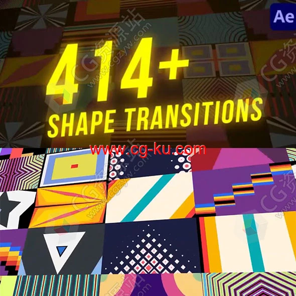 达芬奇+AE模板+FCPX插件-414种多彩扁平化几何图形MG动画转场预设的图片1