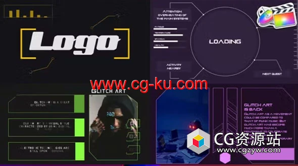 FCPX插件-动态时尚科技感边框视频包装介绍 Glitch Slideshow的图片1