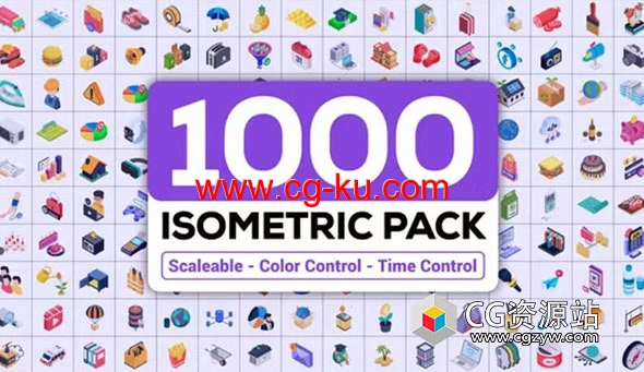 AE模板-1000组三维等距图标建筑教育医学Icons动画 Isometric Icons Pack的图片1