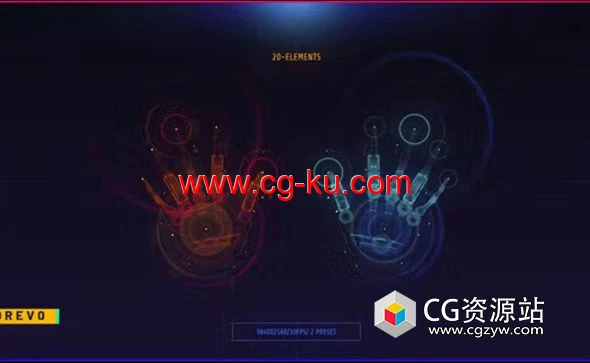 AE模板-科技感手掌扫描HUD UI屏幕动画 HUD UI SCREEN 2 Hands SCAN的图片1