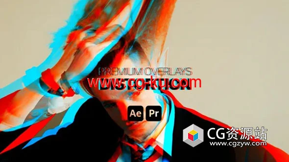 AE+PR模板-视频画面叠加RGB分离扭曲失真效果 Premium Overlays Distortion的图片1