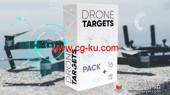 AE模板-科技感跟踪聚焦无人机目标HUD动画 Drone Targets Pack 4K的图片1