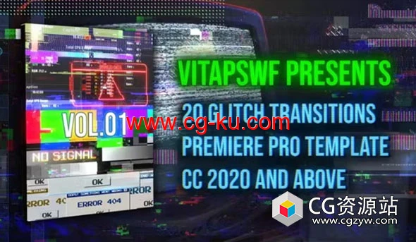 PR模板-信号损坏毛刺过渡视频特效转场 Glitch Transitions的图片1