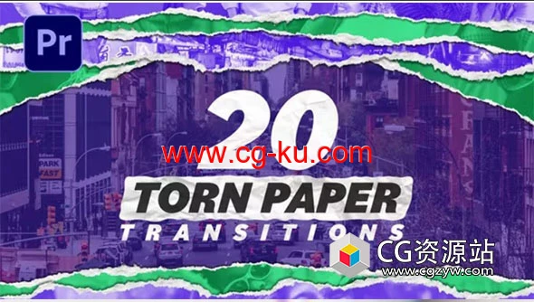 AE模板-20个4K撕纸过渡视频转场预设 Torn Paper Transitions的图片1