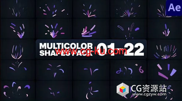 AE模板-多彩抽象彩条图形特效元素视频包装 Multicolor Shapes的图片1