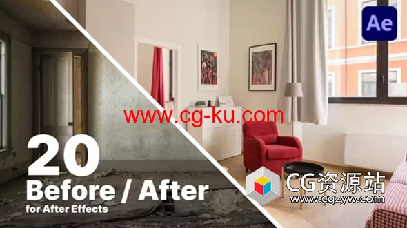 AE+PR模板-20种画面前后对比划像转场过渡 Before And After Comparison的图片1