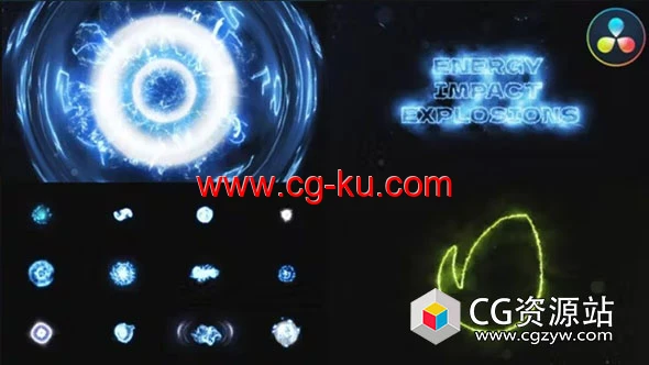 达芬奇模板-动态能量粒子冲击爆炸特效片头 Energy Impact Explosions的图片1