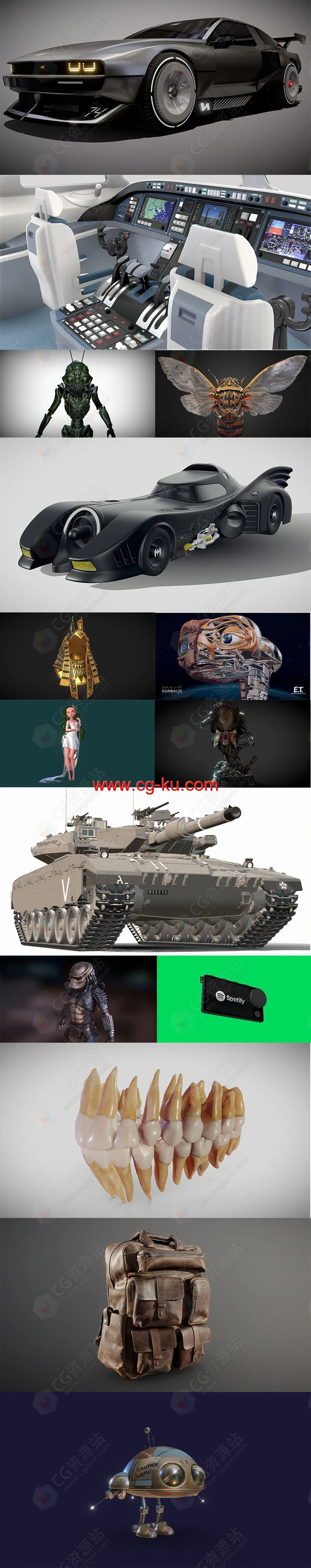 19组Blender模型捆绑包汽车外星人背包的图片1
