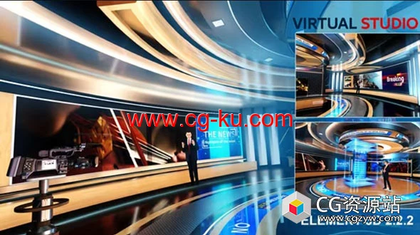 AE模板-E3D新闻虚拟演播室场景设计包装 Virtual Studio 05的图片1