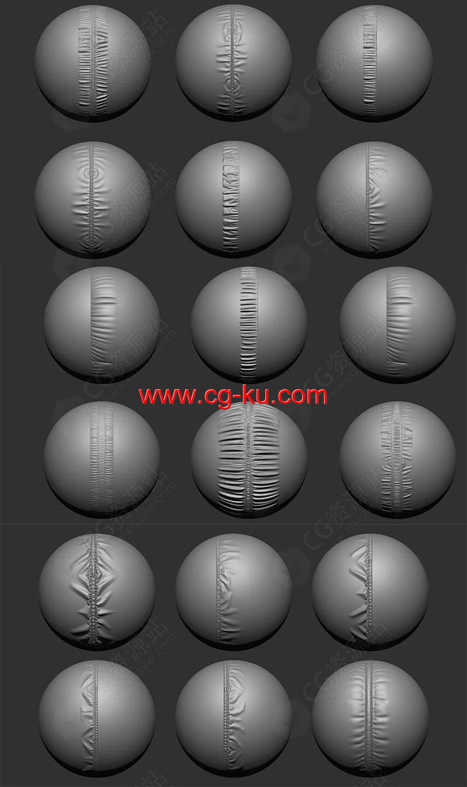 40个Zbrush接缝针迹笔刷预设+Alpha + 视频教程的图片1