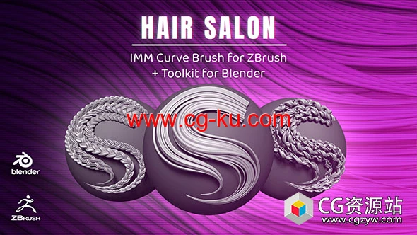 ZBrush和Blender风格化头发辫子卷发笔刷预设 Stylized Hair Strands的图片2