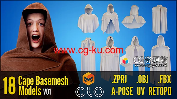 18组斗篷衣服3D模型 ZPRJ/FBX/OBJ/MTL格式的图片1