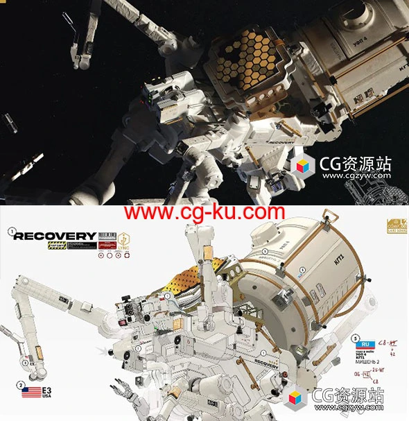 Maya太空飞船硬面建模贴图渲染视频教程+中英文字幕的图片1