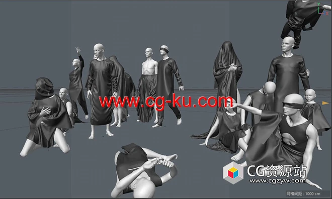 22个人体姿势3D模型C4D/FBX格式的图片2