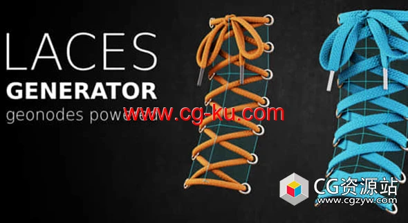 Blender程序化鞋带生成预设 Laces Generator v1.0的图片1