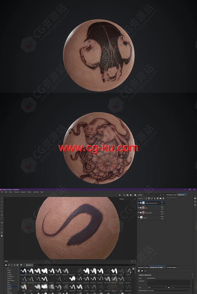 Substance Painter纹身智能材质 Tattoo Generator的图片1