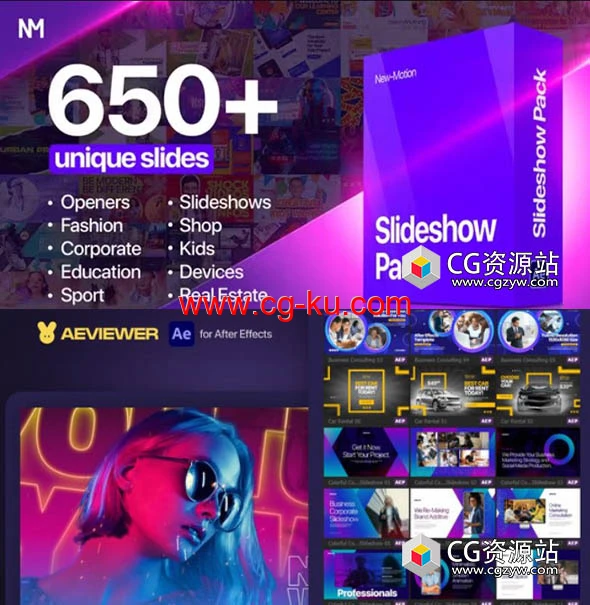 AE脚本-650+独特场景时尚幻灯片图片视频包装动画 Slideshow Pack的图片1
