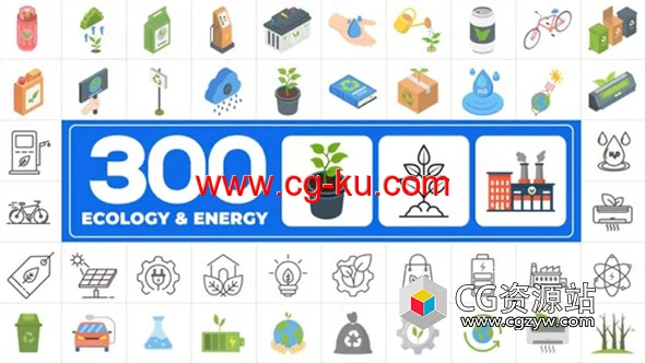 AE模板-300个绿色环保生态能源图标动画 300 Icons Pack – Ecology & Energy的图片1