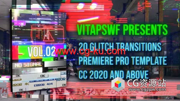 PR模板-20种信号损坏故障过渡视频转场 Glitch Transitions Vol. 02的图片1