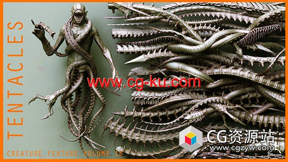 ZBrush 40个怪物生物章鱼触手笔刷模型合集的图片2