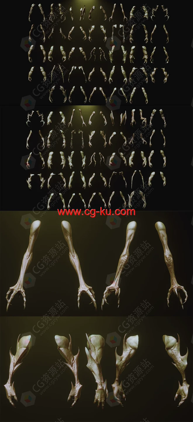 ZBrush 33种生物怪物手臂模型预设 FlippedNormals – 33 Creature Arms ZBrush IMM的图片2
