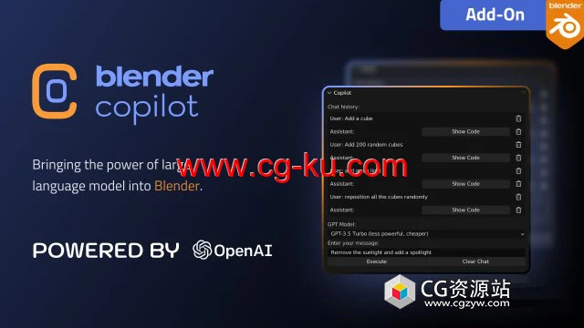 Bender桥接ChatGPT AI插件 Blender Copilot的图片1