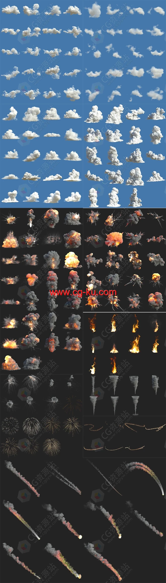 390组真实云朵白云烟雾爆炸VDB模型Blender预设 CloudScapes V2的图片2