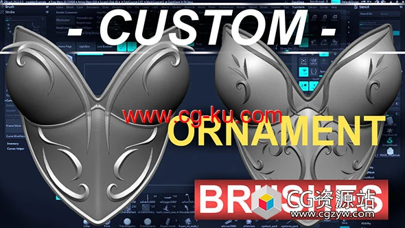 56个定制装饰曲线笔刷ZBrush预设 56 Custom ORNAMENTAL Curve Brushes的图片1