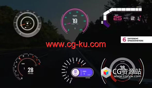 AE模板-汽车仪表速度表动画 Speedometer Pack Ver.2的图片1
