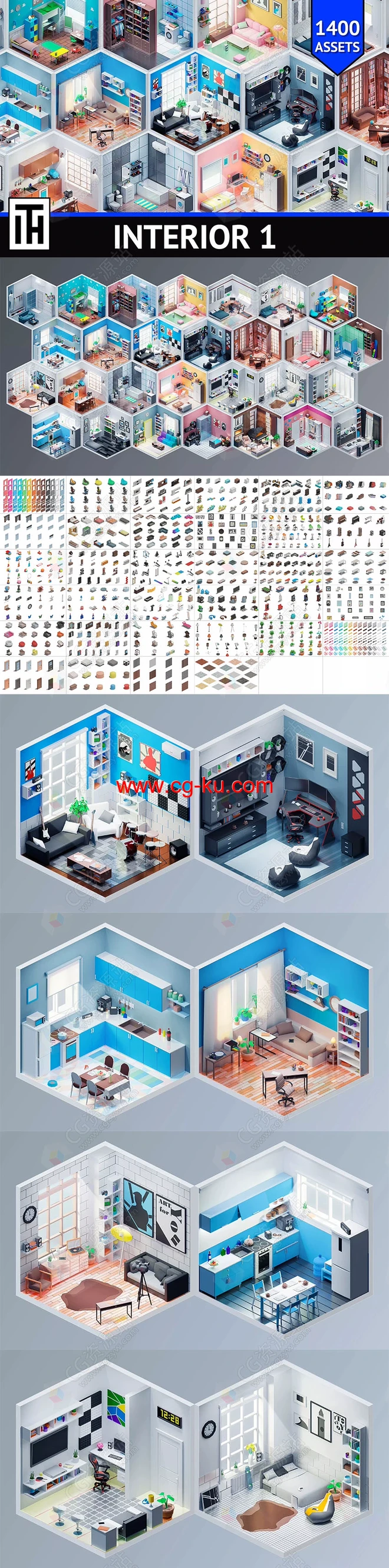 Unity建筑房间内饰资产 Interior 1 v1.0的图片2