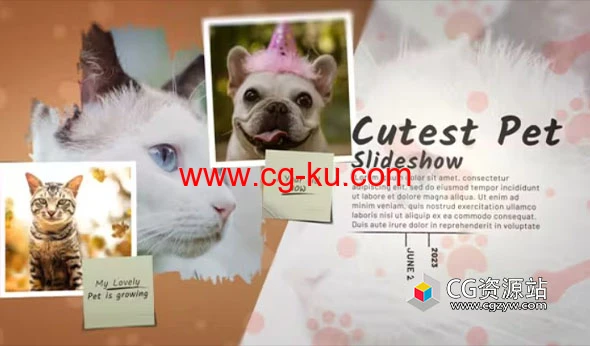 AE模板-可爱宠物幻灯片照片相册展示片头 Cutest Pet Slideshow的图片1