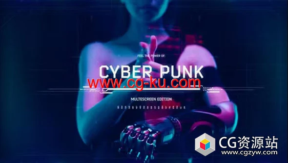 AE模板-酷炫赛博朋克Hud故障分屏幻灯片 Hud Glitch Splitscreen Slideshow的图片1