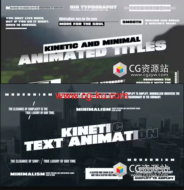 AE模板-动感时尚4K文字标题排版字幕动画 三套的图片1