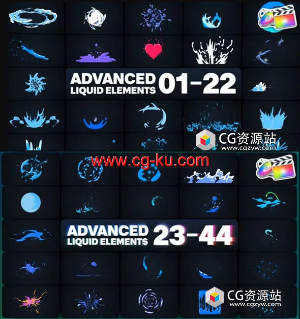 FCPX插件-131个多彩动漫卡通液体图形元素MG动画的图片1