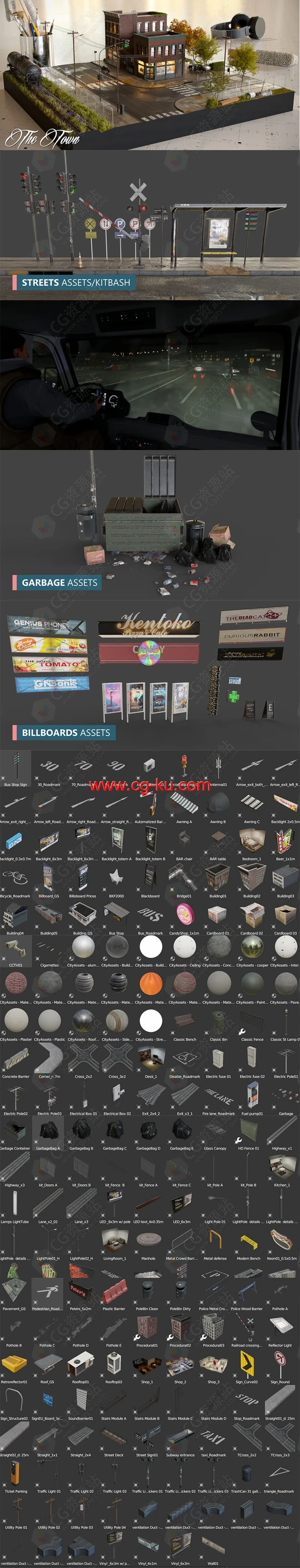 Blender预设-180组城市资产包公路街道楼房场景3D模型+插件 Urbaniac! City Asset Pack v2.50的图片1