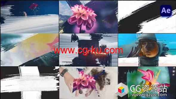 AE模板-18种笔刷遮罩过渡视频转场预设 Paint Brush Transitions Pack的图片1