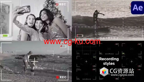 AE模板-取景框拍摄镜头UI界面录制视频动画 Recording Video Pack的图片1