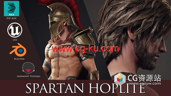 Zbrush blender UE古希腊重装步兵武士角色模型 Spartan Hoplite – Game Ready的图片1