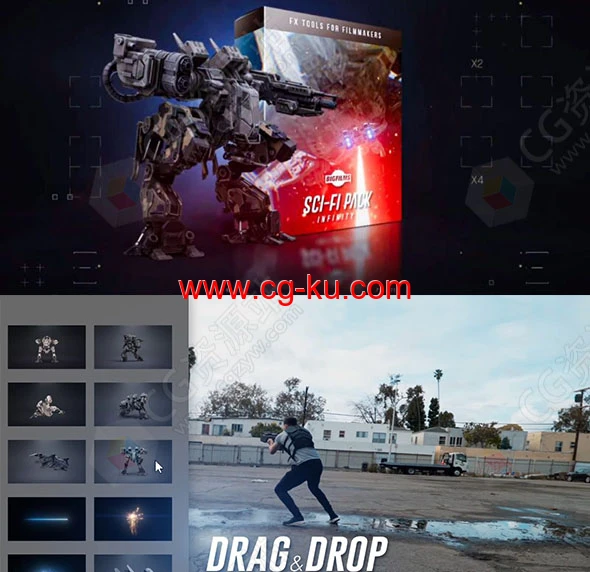 600种科幻电影太空飞船机甲机器人无人机激光HUD环境4K视频素材的图片1