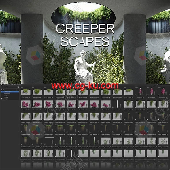 Blender自然景观常春藤爬山虎资产预设 Creeper Scapes的图片1
