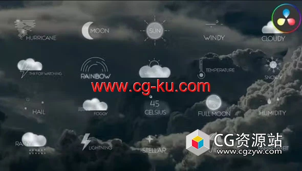 达芬奇模板-20种天气文字标题MG动画 Weather Titles的图片1
