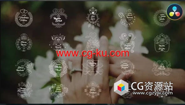 达芬奇模板-甜蜜爱情花环装饰婚礼标题动画 Wedding Titles的图片1