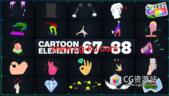 FCPX插件-22组多彩卡通手绘人物图标元素MG动画的图片1