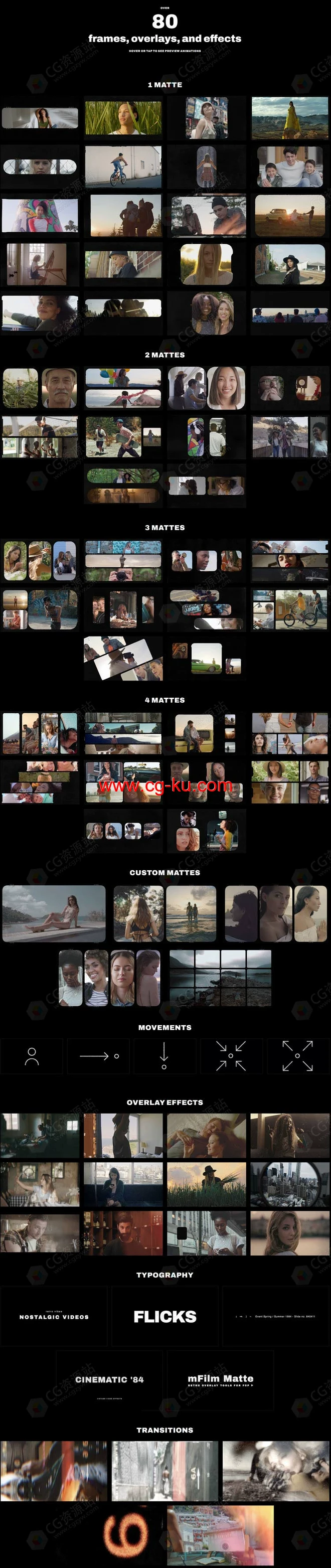 FCPX插件-82组复古分屏胶片边框遮幅特效转场遮罩预设 mFilm Matte的图片2