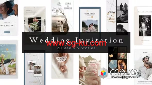 AE模板-20组竖屏优雅婚礼请柬邀请函包装 20 Elegant Wedding Invitation Reels and Stories的图片1