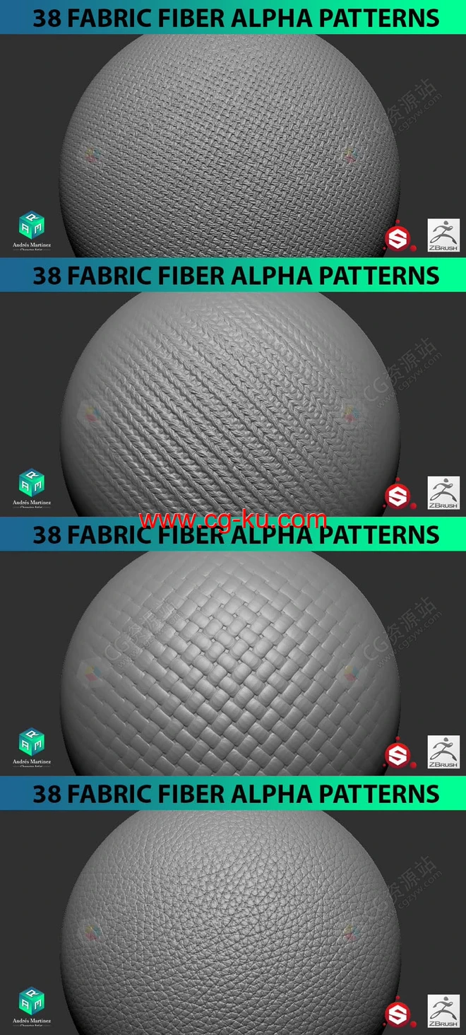 38种2K织物皮革缎纹地毯亚麻图案贴图素材 38 Fabric Fiber Alpha Patterns的图片2